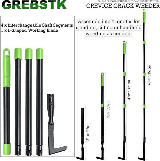 GREBSTK Crack Weeder Crevice Weeding Stainless Steel Tool Adjustable, 63 in | - Image 3
