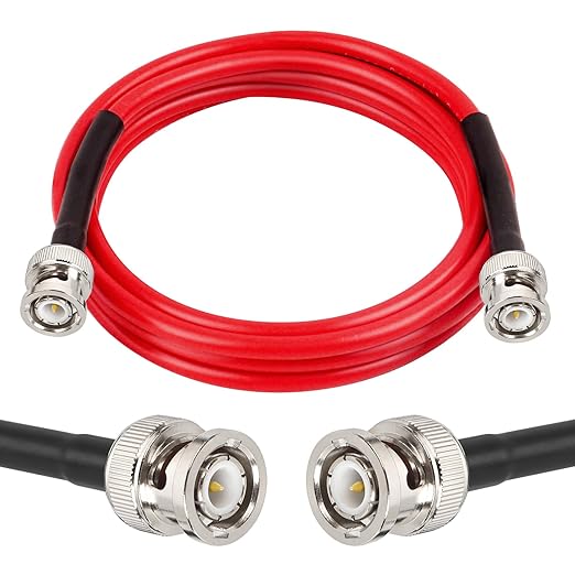 6FT RG58 50 ohm BNC Male to Male Coax Cable - Low Loss Extension Coaxial Cable with BNC Adapter Connector for Antennas, RF Radios, Modems, Oscilloscopes, Spectrum, etc (Red)