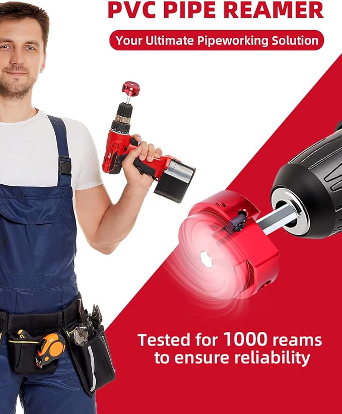 ERAYCO 2" PVC Pipe Reamer, Plastic Pipe Fitting Reamer Tool, Fit into Standard 1/2" Drills, PVC Fitting Saver for SCH40 PVC CPVC ABS Pipe