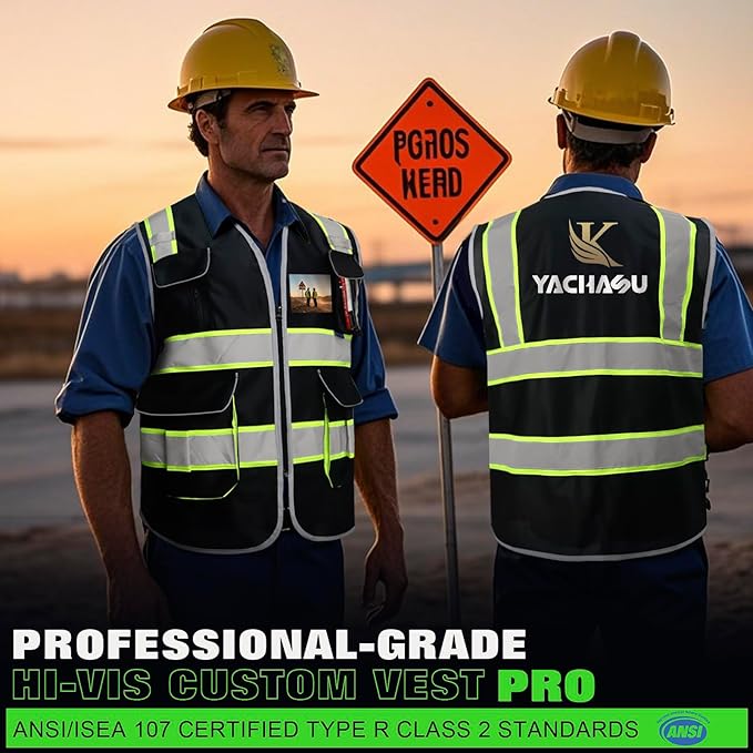 BeautyWill Custom Logo 10/20 Pack Safety Vest Class2 High Visibility Vest with Pockets Breathable Construction Vest Bulk