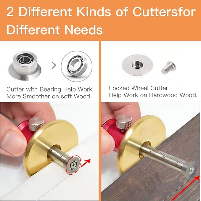 YOSELIN Dovetail Marking Jig Wheel Marking Gauge Tool Set, 1 Woodworking Pencil,1 Wheel Cutter for Hardwood,1 Bearing Wheel Cutter for Soft Wood, Precision Ground Steel Rod for Woodworking …