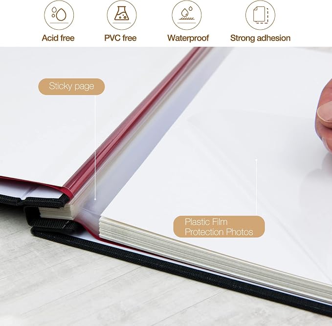 potricher Large Photo Album Self Adhesive 4x6 5x7 8x10 Pictures Linen Cover 80 - Image 4