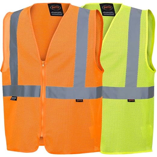 Pioneer Hi Vis Mesh Safety Vest - For Traffic & Public Workers - Cool & Lightweight - Class 2 - Reflective Tape - Orange