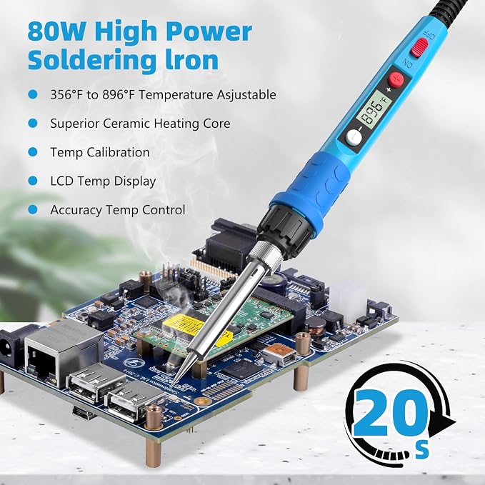 Soldering Iron Kit, 80W 110V LCD Digital Solder Iron Pen - Image 3