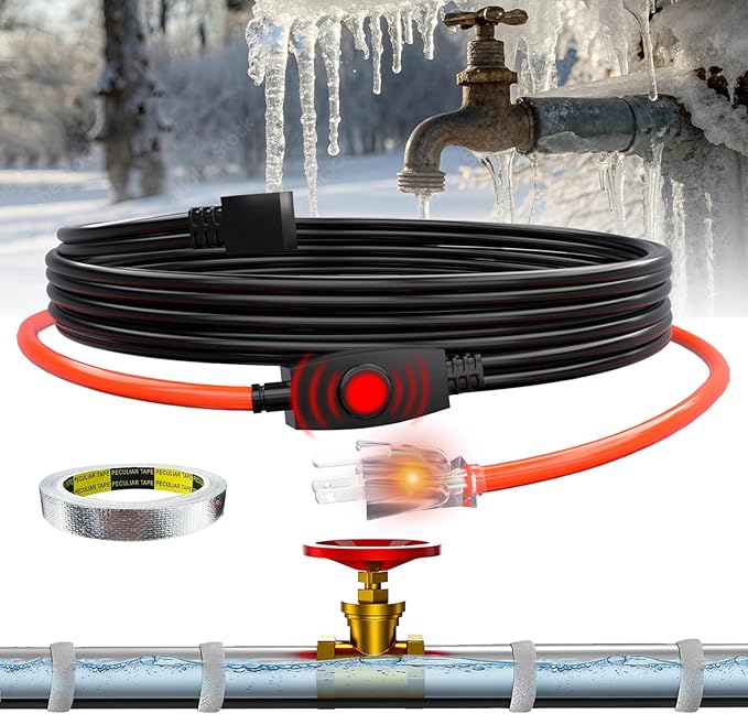 HEATIT Electric Heating Cable for Water Pipes Automatic Heat Tape Pipe Freeze Protected Heated Cable 3 Feet