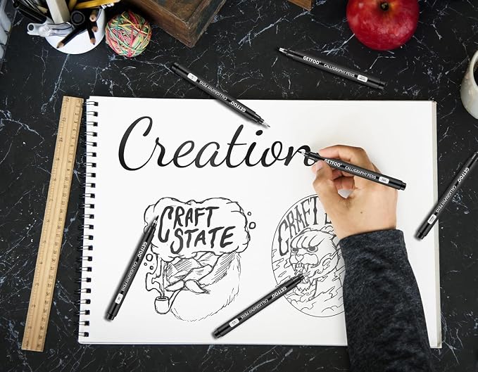 10 Size Calligraphy Pen Set, Hand Lettering Brush Pens - Image 7