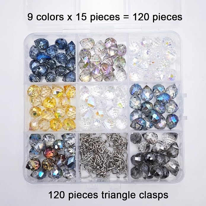INSPIRELLE 120 Pieces Crystal Teardrop Charms Multicolor Glass Faceted - Image 7