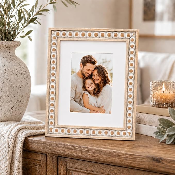Solid Wood 8x12 Picture Frame Beaded Frame - Image 2