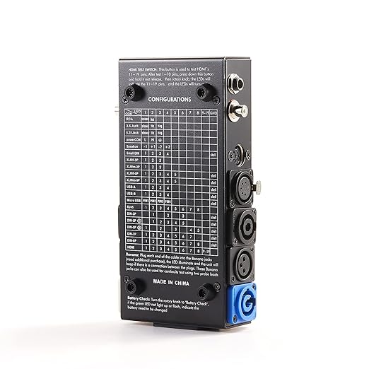 MFL. 15-Plug Audio Cable Tester Line Finder Black 15-in-1 Cables Checker 10-Way Switch Wire Tracker with LED Indicators, Rectangular