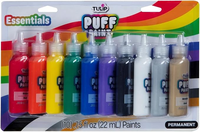 TULIP Puff Paint Essential Rainbow Colors 10-pack, Nontoxic & Waterproof Craft by Tulip