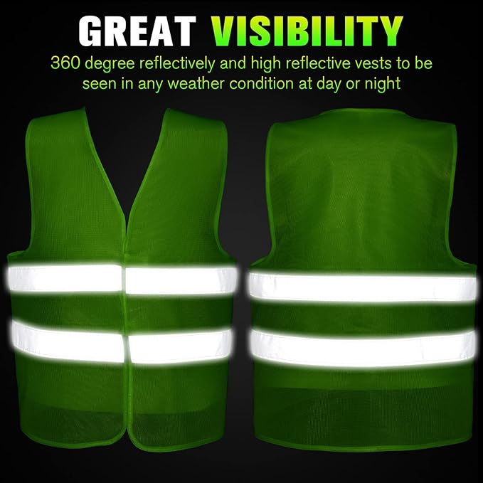 Mepase Reflective Safety Vests High Visibility Mesh Security Vest Work Vest with Silver Strip for Men Women Construction