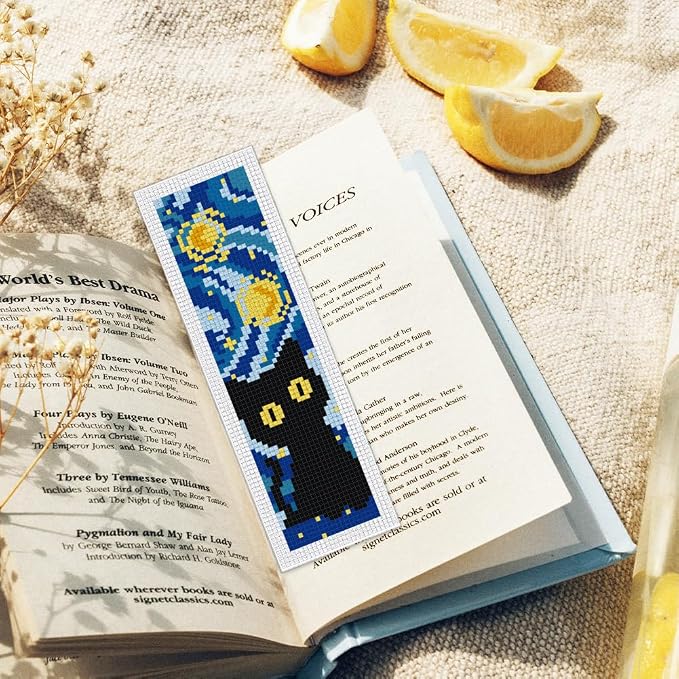 ORIGACH 6 Set Starry Night and Black Cat Cross Stitch Bookmark Kit - Image 7
