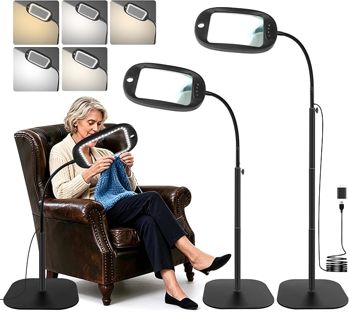 Floor Magnifying Glass with Light and Stand, 30X & 10X Floor Magnifying Lamp by magnifiers