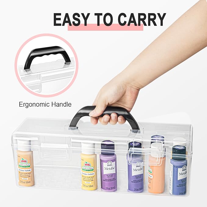 Vowcarol Acrylic Paint Storage Box, 30 Bottles Capacity Acrylic Paint Organizer - Image 5