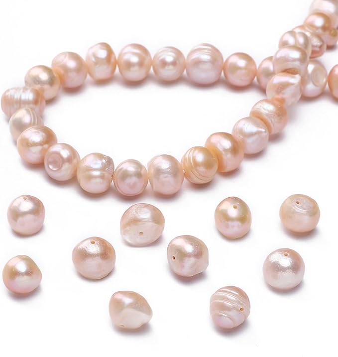 Natural Pearl Beads Potato 10-11mm Pink Freshwater Cultured Loose Gemstone Beads for DIY Jewelry Making 13.8''/Strand HQ