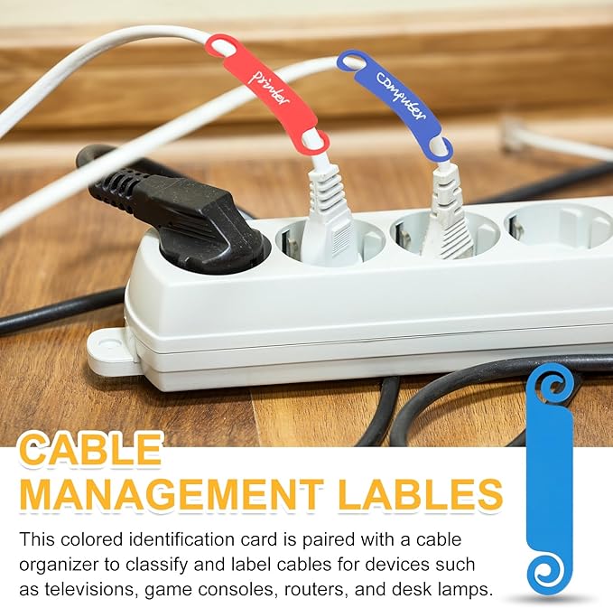 PATIKIL Cable Tags Flexible Cable Management Labels Cord Identification Tags, Wire Cord Markers for USB Computer Phone Charger Power - 100Pcs (Blue)