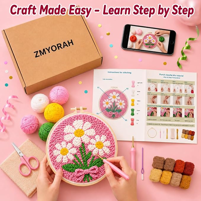 ZMYORAH Punch Needle Kit for Beginners, DIY Punch Needle Starter Set - Image 5