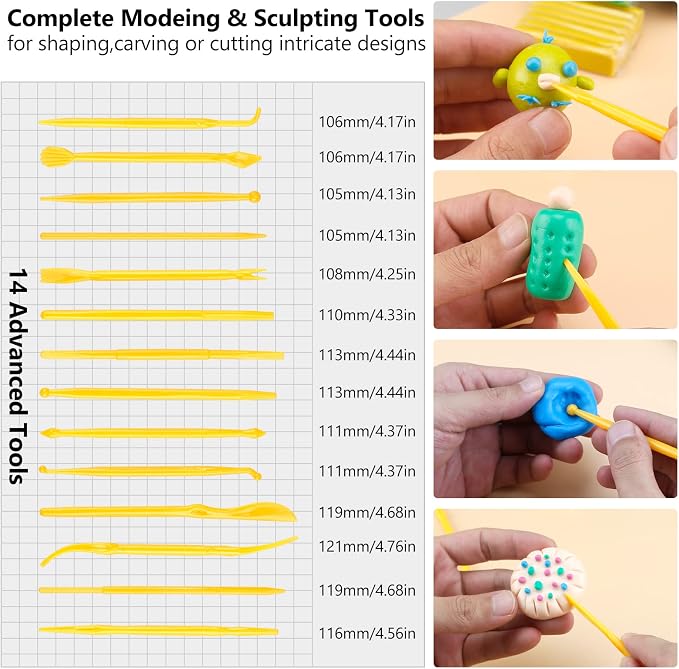 CiaraQ 86-Color Polymer Clay Oven Bake Modeling Kit | 14 tools, 3‑layer box - Image 5