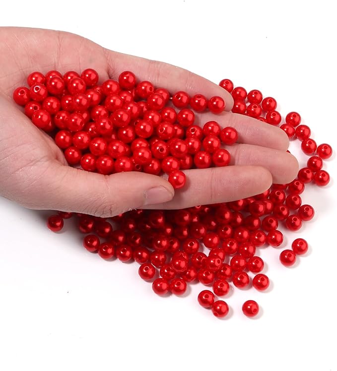 500pcs Red 8mm Pearl Beads by chuyau