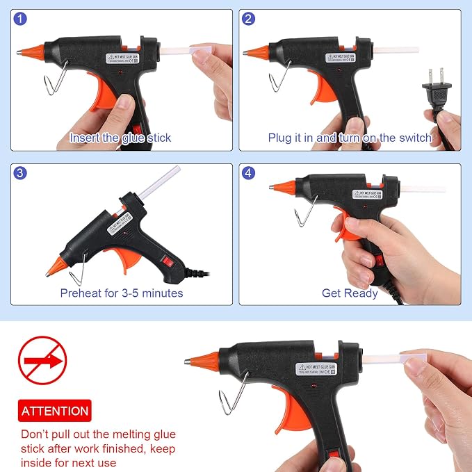 Zhengmy 6 Pcs Mini Glue Gun Crafts Hot Melt Guns Low Temp Glue - Image 4