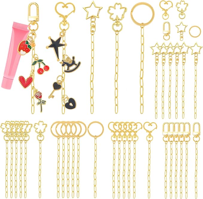 Ecoofor 50 Set Keychain Making Kit, 5 Style Metal Keychain Clips by Ecoofor