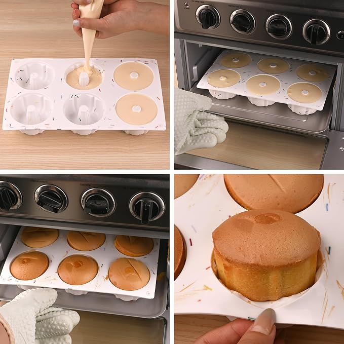 HUAKENER 3 Pcs Mini Fluted Cake Pan, 6-Cavity Fluted Tube Cake Pan, Non-stick - Image 3