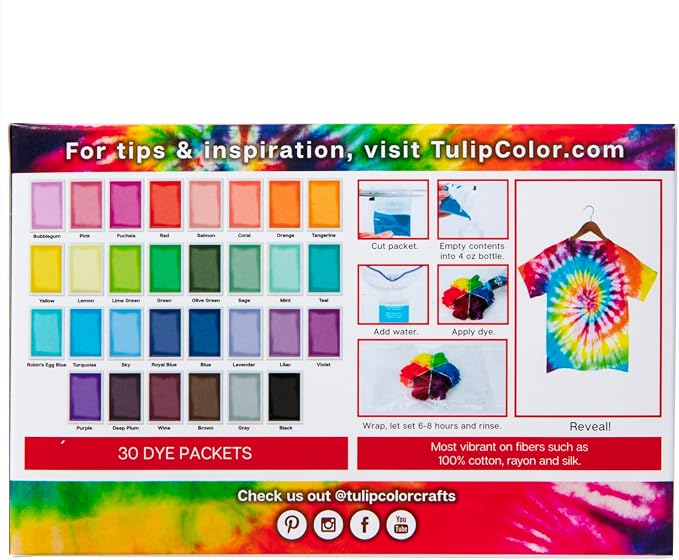 Tulip One-Step Tie-Dye Refills, Color Wheel, Permanent Fabric Dye, 30 Pack - Image 7