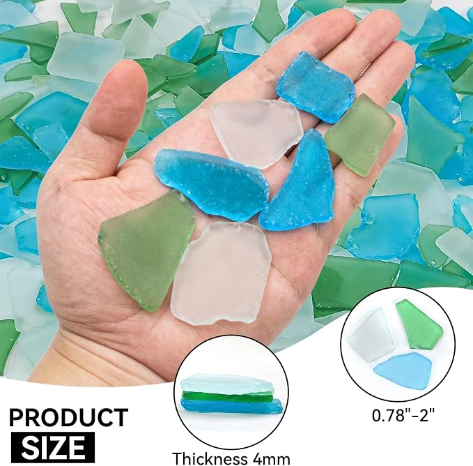 Keedolla 15 Oz Sea Glass for Crafts Seaglass Pieces Decor Flat Frosted Sea - Image 3