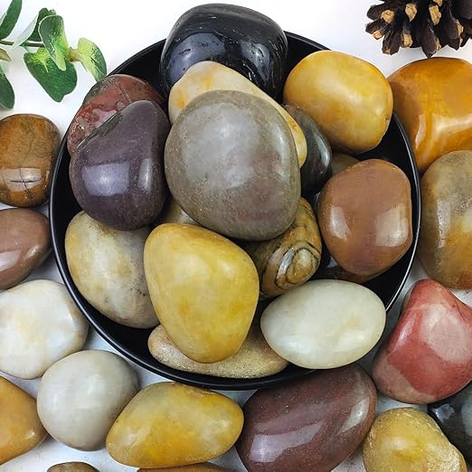 YISZM 5lbs Pebbles for Indoor Plants, 2-3 Inch Mixed Color High Polished Large by YISZM-ForYourNaturalLife