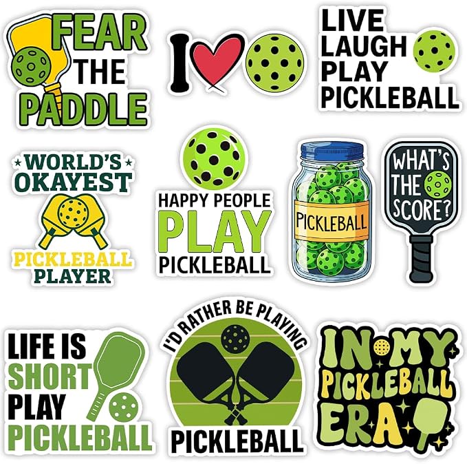 MAIANEY Funny Pickleball Sticker Pack, Water Bottles, Cute Pickleball Quotes by Maianey