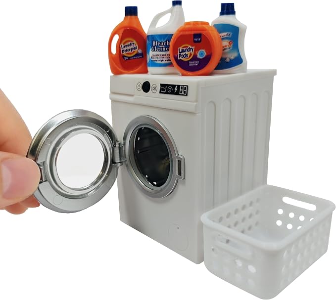 1:12 Scale Miniature Electric Washer and Dryer Set, Realistic Dollhouse Laundry by Cyraft