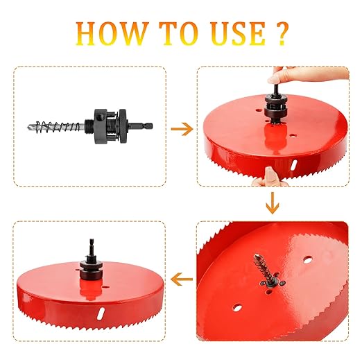 Hole Saw Heavy Duty bit Hex Shank,Hole Saw HSS with Arbor Bi-Metal & Heavy Duty Hole Saw Cutter for Wood Corn Hole Boards Plastic Drywall (φ200)