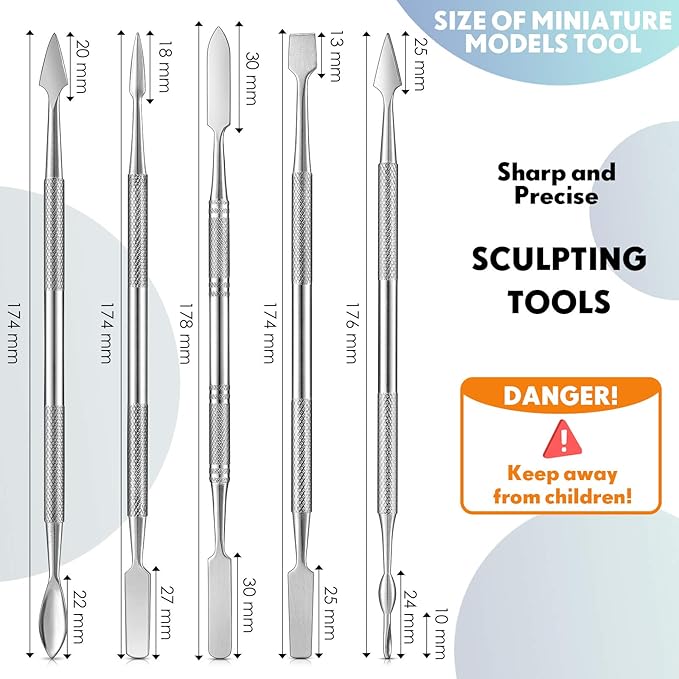Honoson 5 Pcs Miniature Sculpting Tools Set Mini Stainless Steel Double-Headed - Image 2
