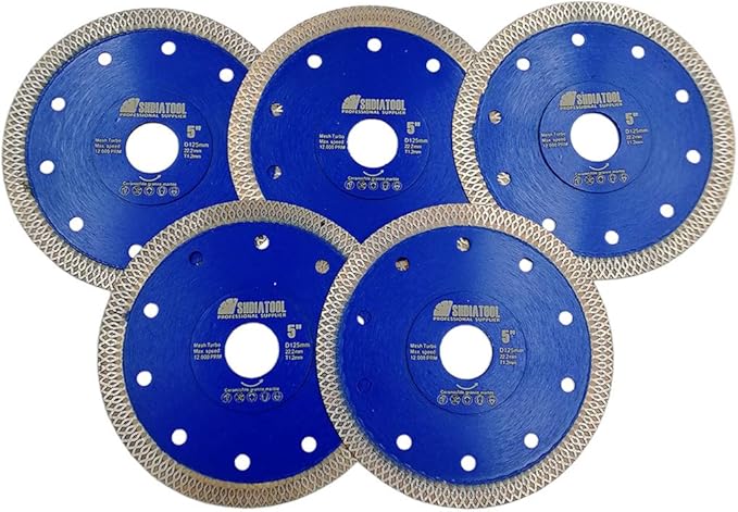 SHDIATOOL 5 Inch Diamond Saw Blade Cutting Porcelain Tile Ceramic Granite Marble Brick(5-Pack)