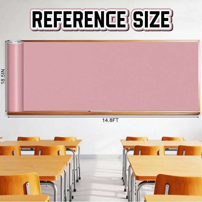 Inkspire Boho Pink Bulletin Board Paper Roll, 14.8FTx18.5IN Large Reusable - Image 2