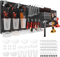 FZK Peg Board, 74PCS Metal Pegboard Wall Organizer Kit. Heavy Duty Pegboard, Peg Boards, Pegboard for Walls, Black Pegboard for Garage Craft Room Workbench Office Kitchen Tool Organization, 24 * 24