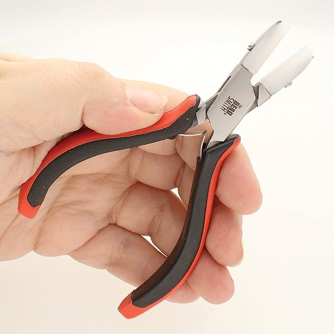 The Beadsmith Flat Nylon Jaw Pliers – Fine Tips – 5 inches (127mm) – Ergonomic Handle with Double Leaf Springs – Jewelry Making Tool for Creating Bracelets, Earrings and Necklaces