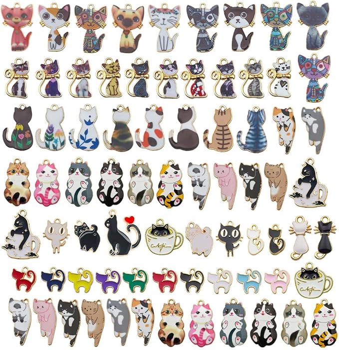 WOCRAFT 120pc Assorted Enamel Bracelet Cat Charms by WOCRAFT