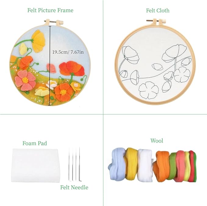 Wonafa DIY Wool Needle Felt Starter Kit, Beginner Needle Felt Kit - Image 2