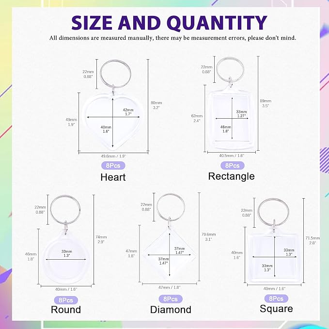 Swpeet 40Pcs Pendant Picture Frame Keyrings, Make Your Own Keyring Kit - Image 2