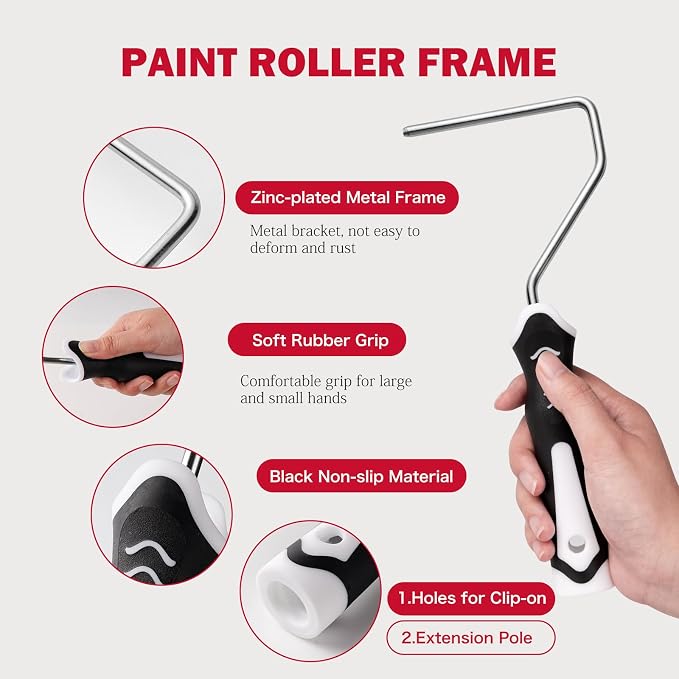 Mister Rui 11-Piece Foam Paint Roller Kit, 4-Inch Roller - Image 4