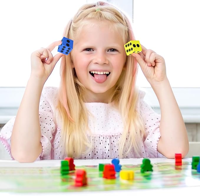 MIDELONG Foam Dice Set, 1.5 Inch Large Assorted Colorful Foam Dice Cubes - Image 5