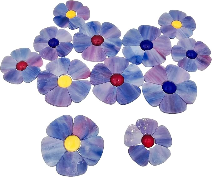 Esweny 12 Flower Stained Glass Mosaic Tiles by Esweny