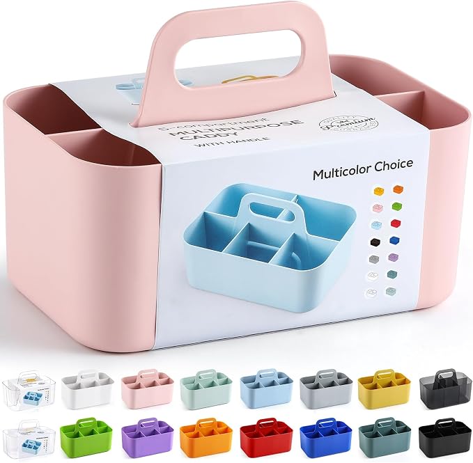 Multiuse Caddy Organizer with Handle, Portable Divided Plastic Tote Bin - Image 8