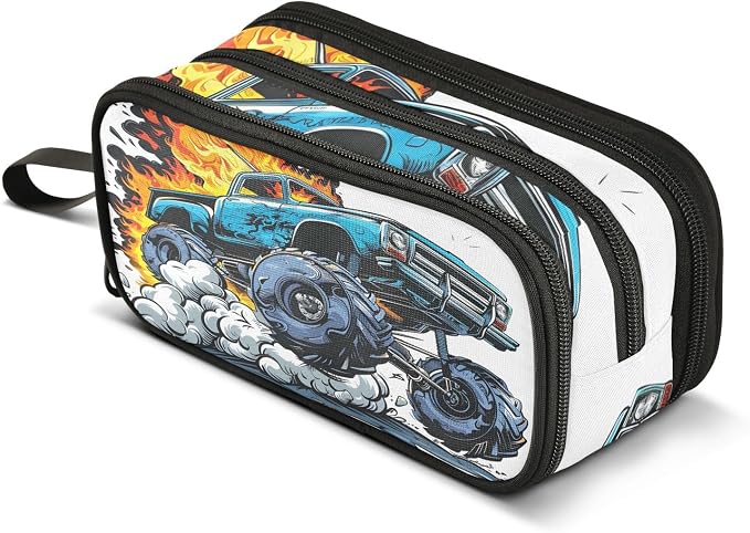 Truck Flame Pencil Case Box Boys Girls Large Pencil Pouch by BOENLE-WELCOMEYOURCOMING