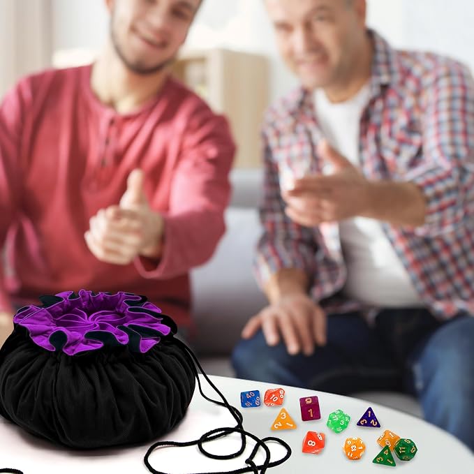 SIQUK Large Dice Bag with Pockets Drawstring Dice Bag DND Dice Storage Bag Big - Image 7