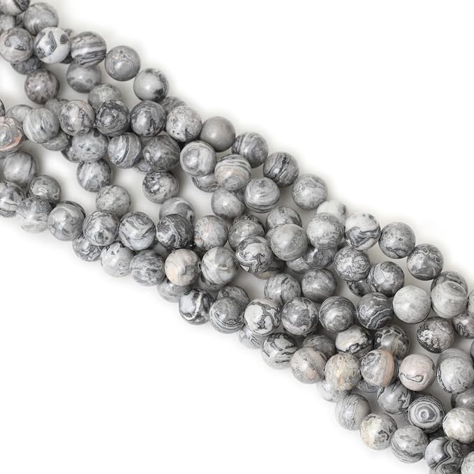 35PCS 10mm Natural Map Stone Round Loose Beads - Image 4