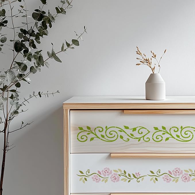 INFUNLY 16Pcs Botanical Lace Wall Stencil - Image 3