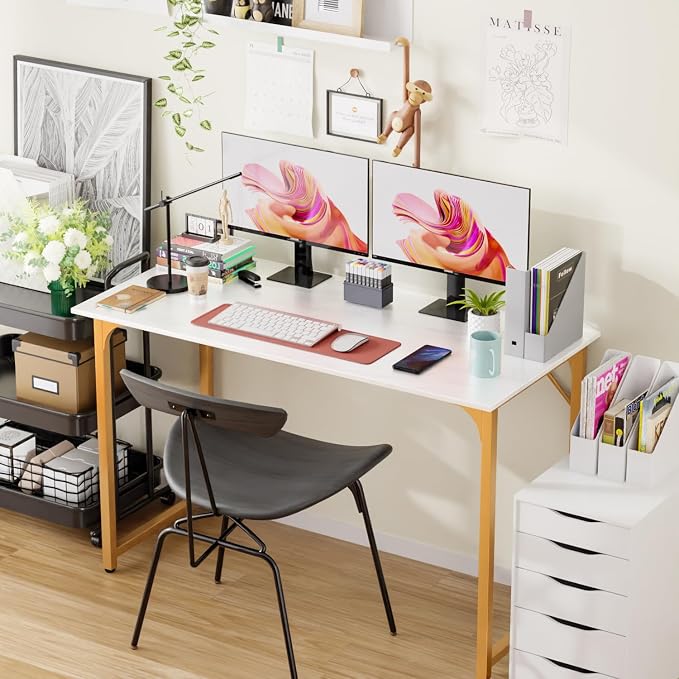 PayLessHere | 47 Inch Computer Desk | White Gold | Office Desk - Image 2