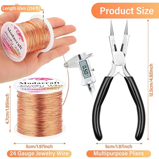Modacraft 24 Gauge Copper Wire for Jewelry Making - 214FT/0.5mm - Image 2
